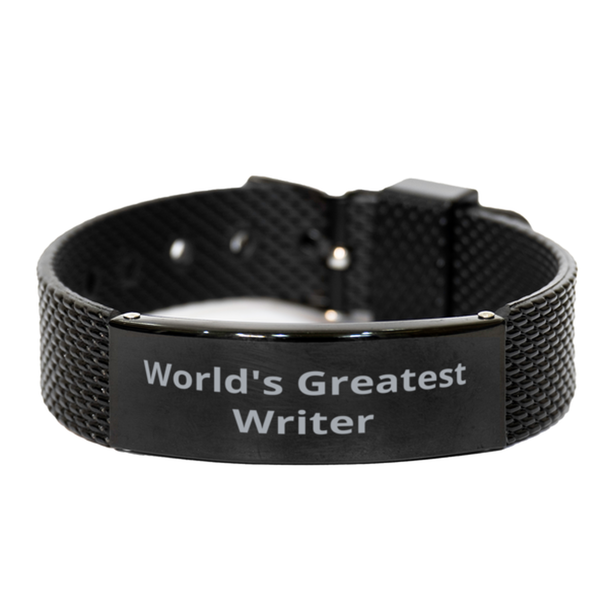 World Greatest Writer, Black Shark Mesh Bracelet. Model 600100