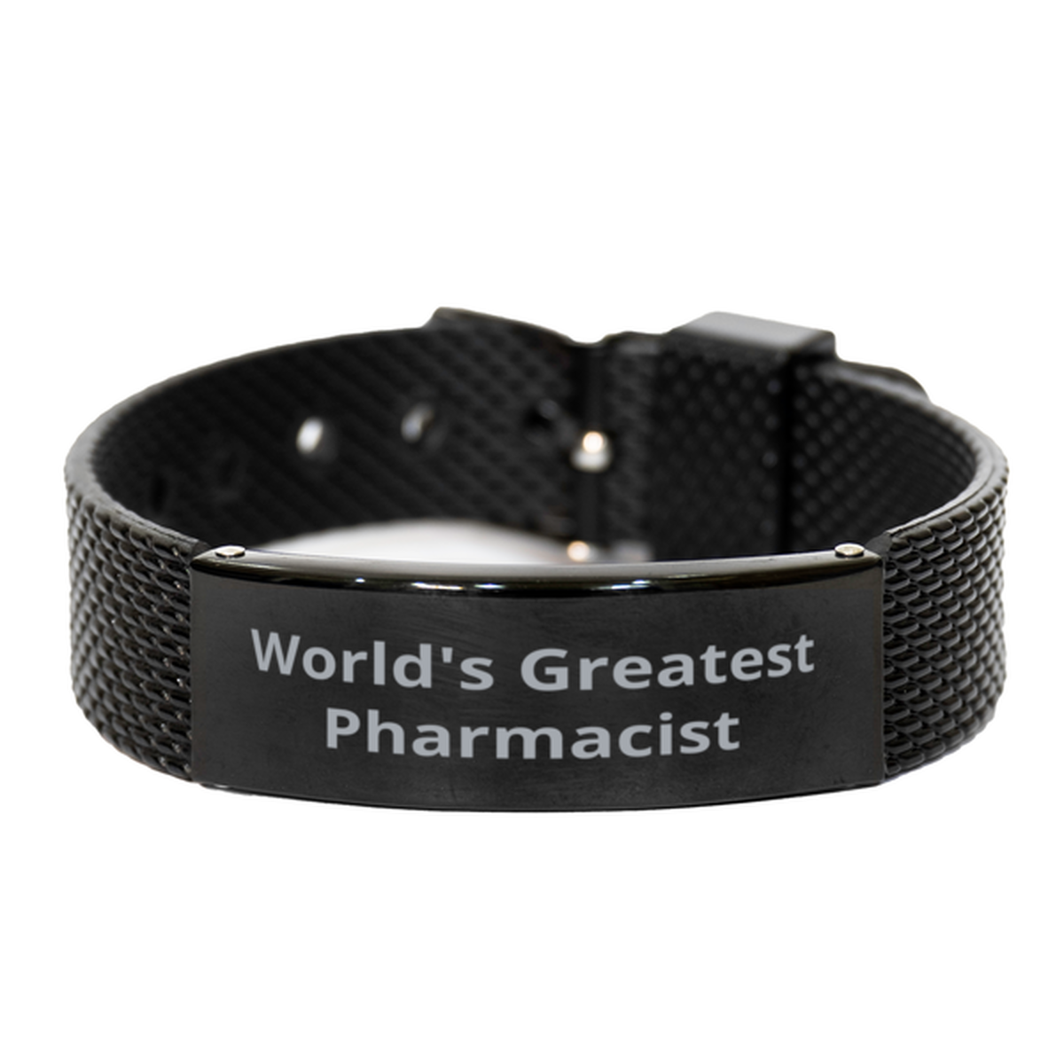 World Greatest Pharmacist, Black Shark Mesh Bracelet. Model 600100