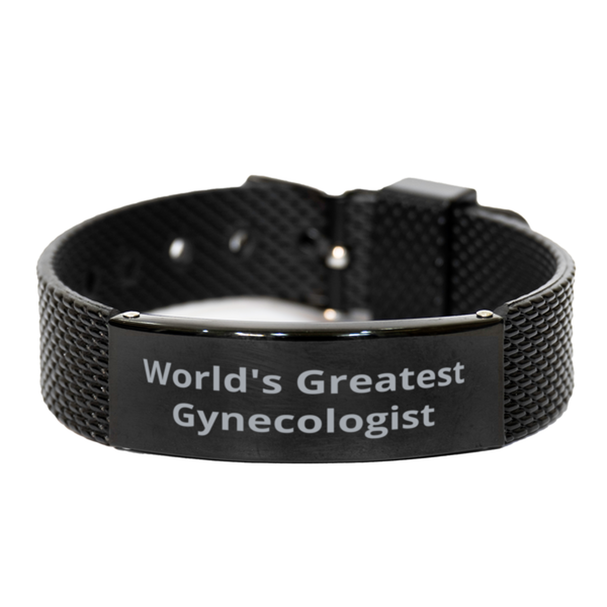 World Greatest Gynecologist, Black Shark Mesh Bracelet. Model 600100