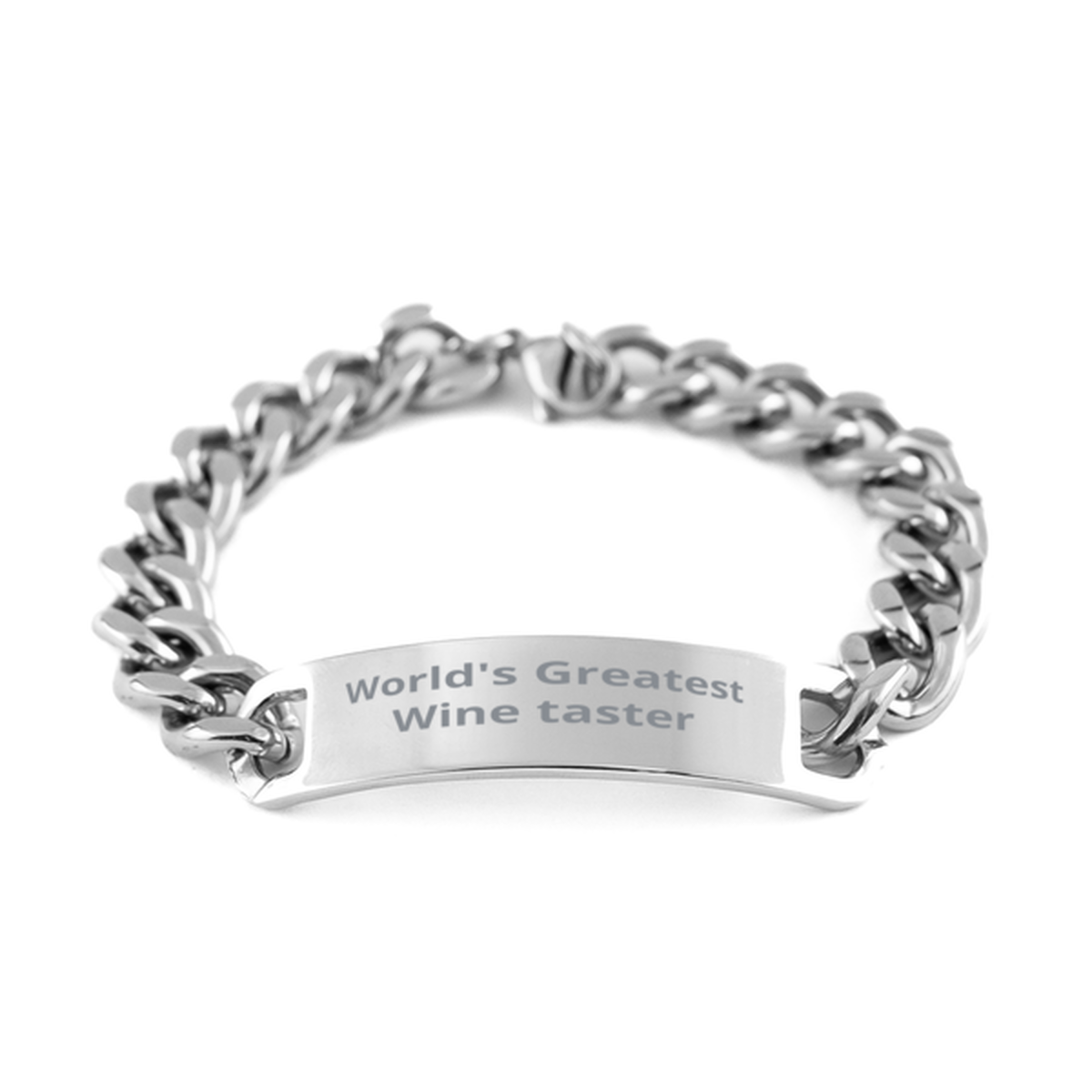 World Greatest Wine taster, Cuban Chain Stainless Steel Bracelet. Model 600100
