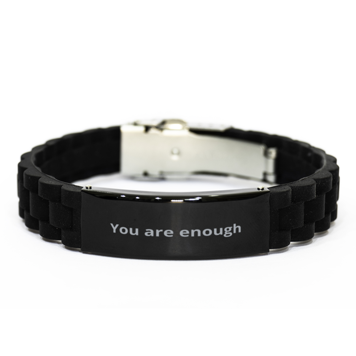 You are enough, Black Glidelock Clasp Bracelet. Model 600104