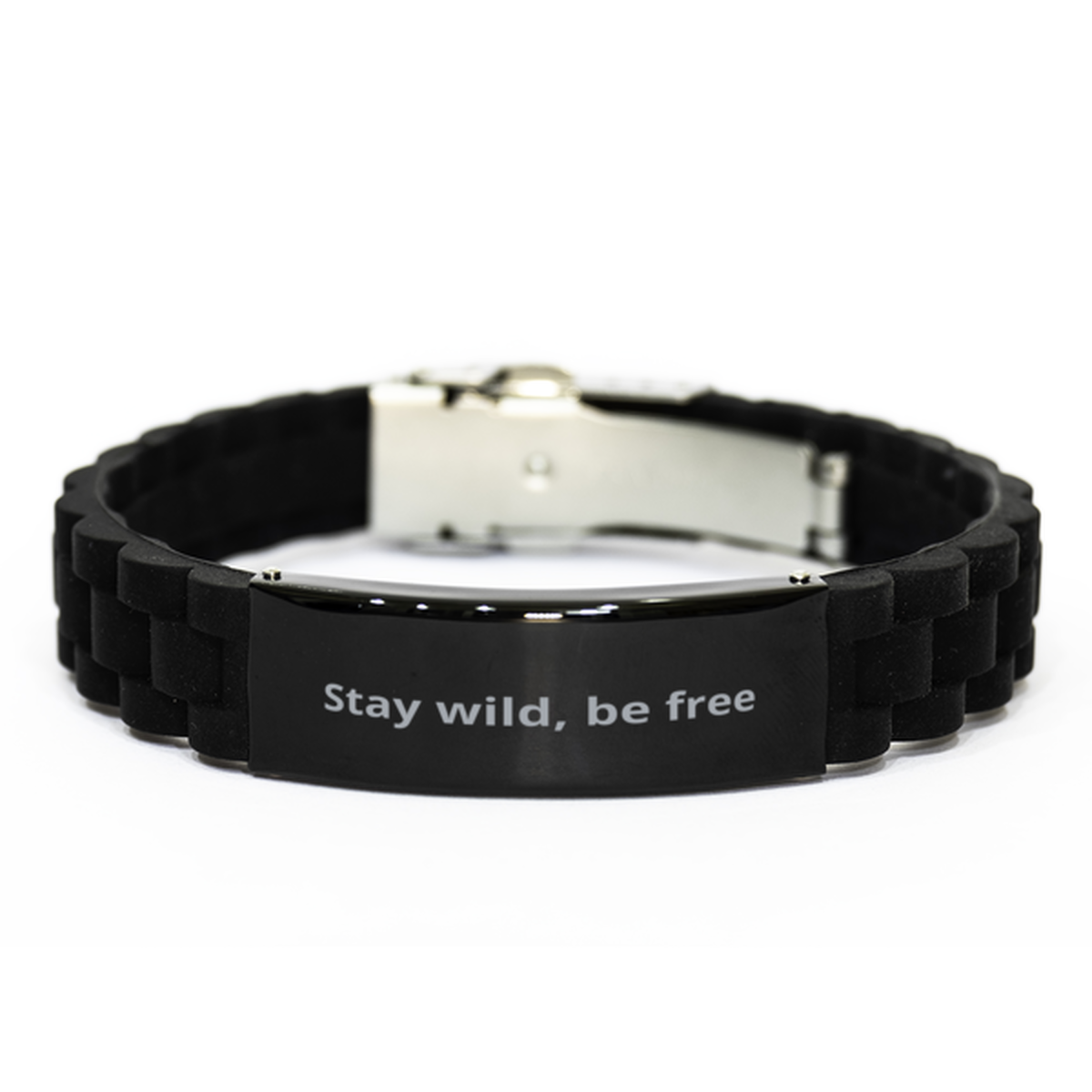 Stay wild, be free, Black Glidelock Clasp Bracelet. Model 600104