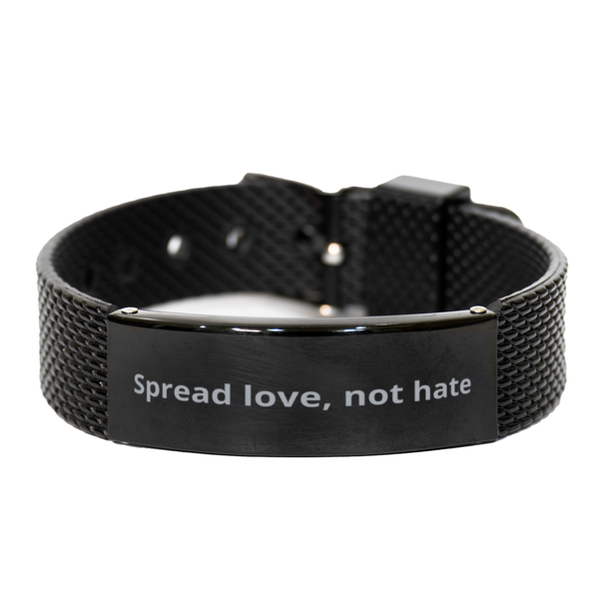 Spread love, not hate, Black Shark Mesh Bracelet. Model 600104