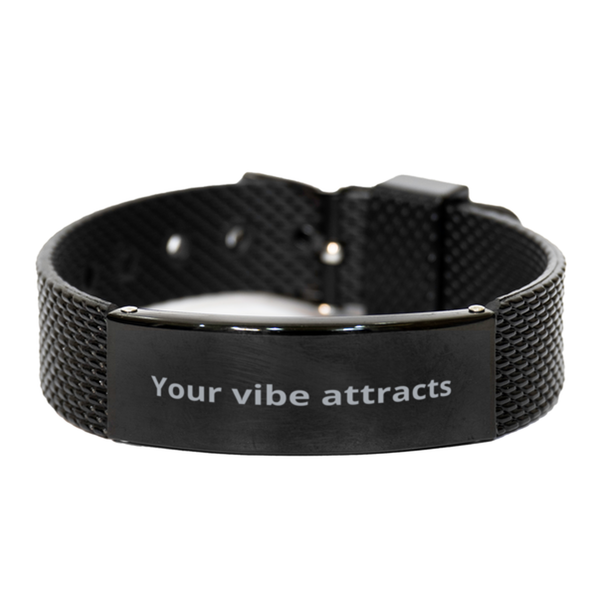 Your vibe attracts, Black Shark Mesh Bracelet. Model 600104