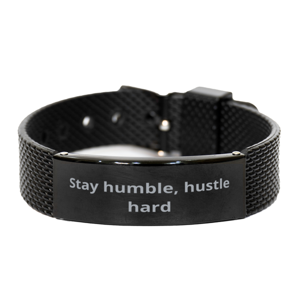 Stay humble, hustle hard, Black Shark Mesh Bracelet. Model 600104