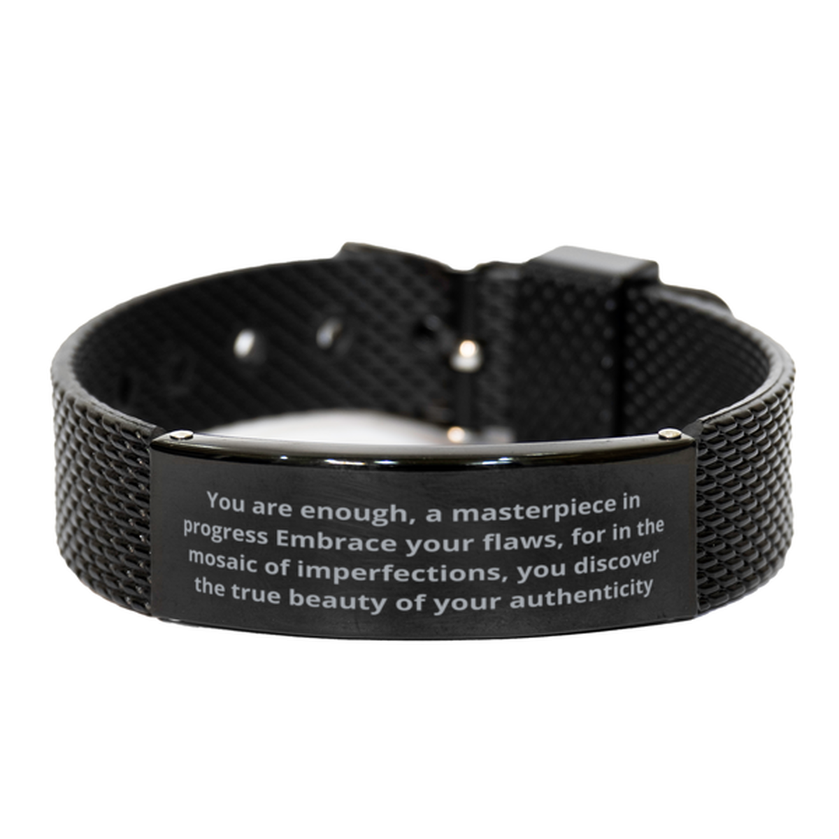 You are enough, Black Shark Mesh Bracelet. Model 600105