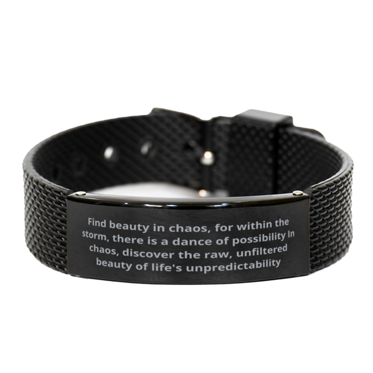 Find beauty in chaos, Black Shark Mesh Bracelet. Model 600105