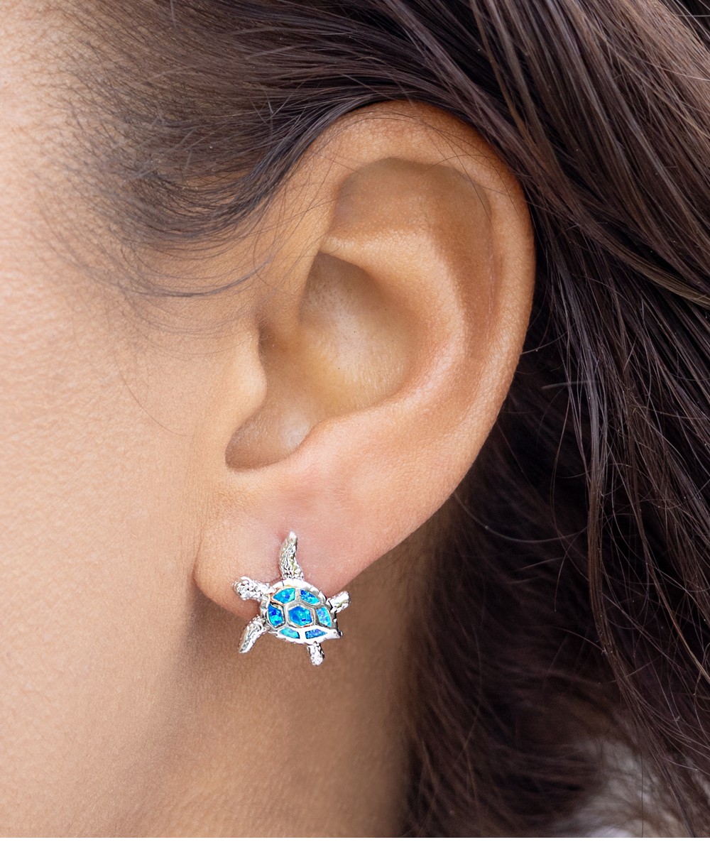 Adorn Your Ears, Uplift Your Spirit - Inspirational Earrings, Opal Turtle Earrings. Model 60093