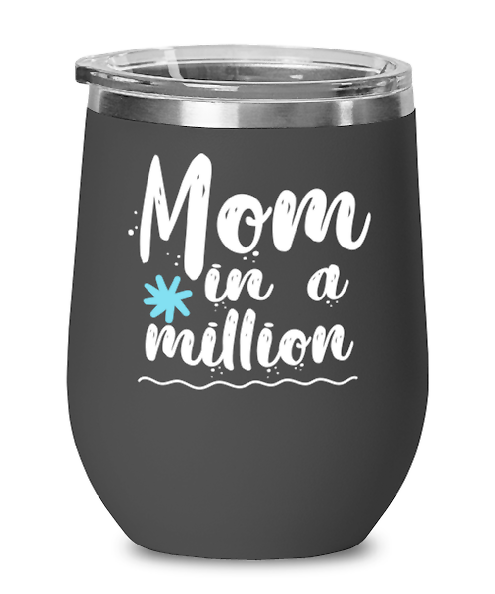 Mom in a million1, black Wineglass. Model 60043