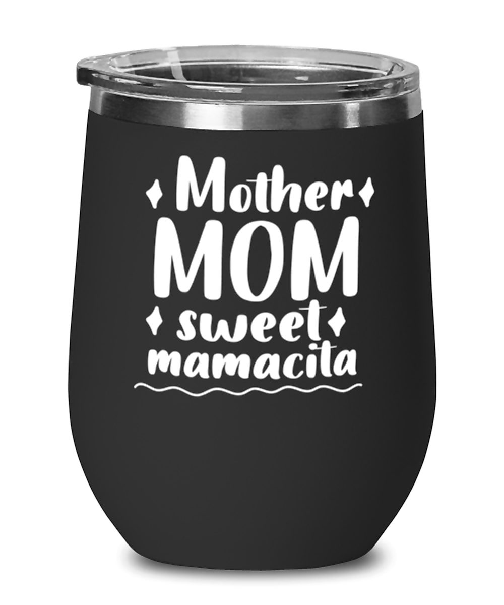 Mother Mom sweet mamacita, black Wineglass. Model 60043