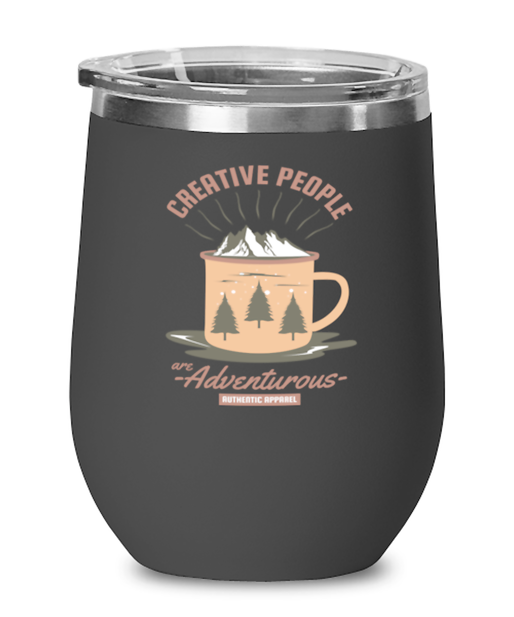 Creative People are Adventurous, black Wineglass. Model 60072