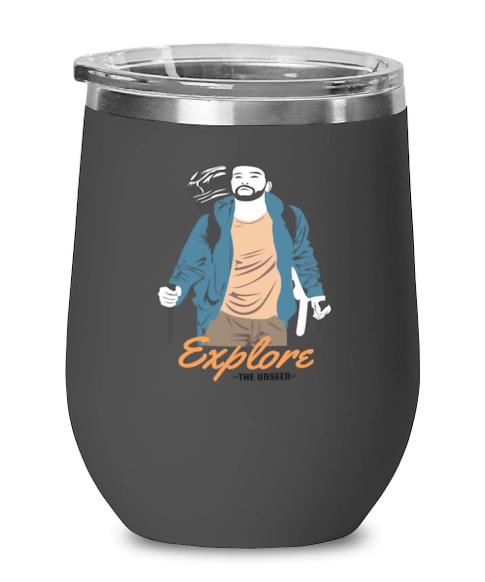 Explore the Unseen, black Wineglass. Model 60072