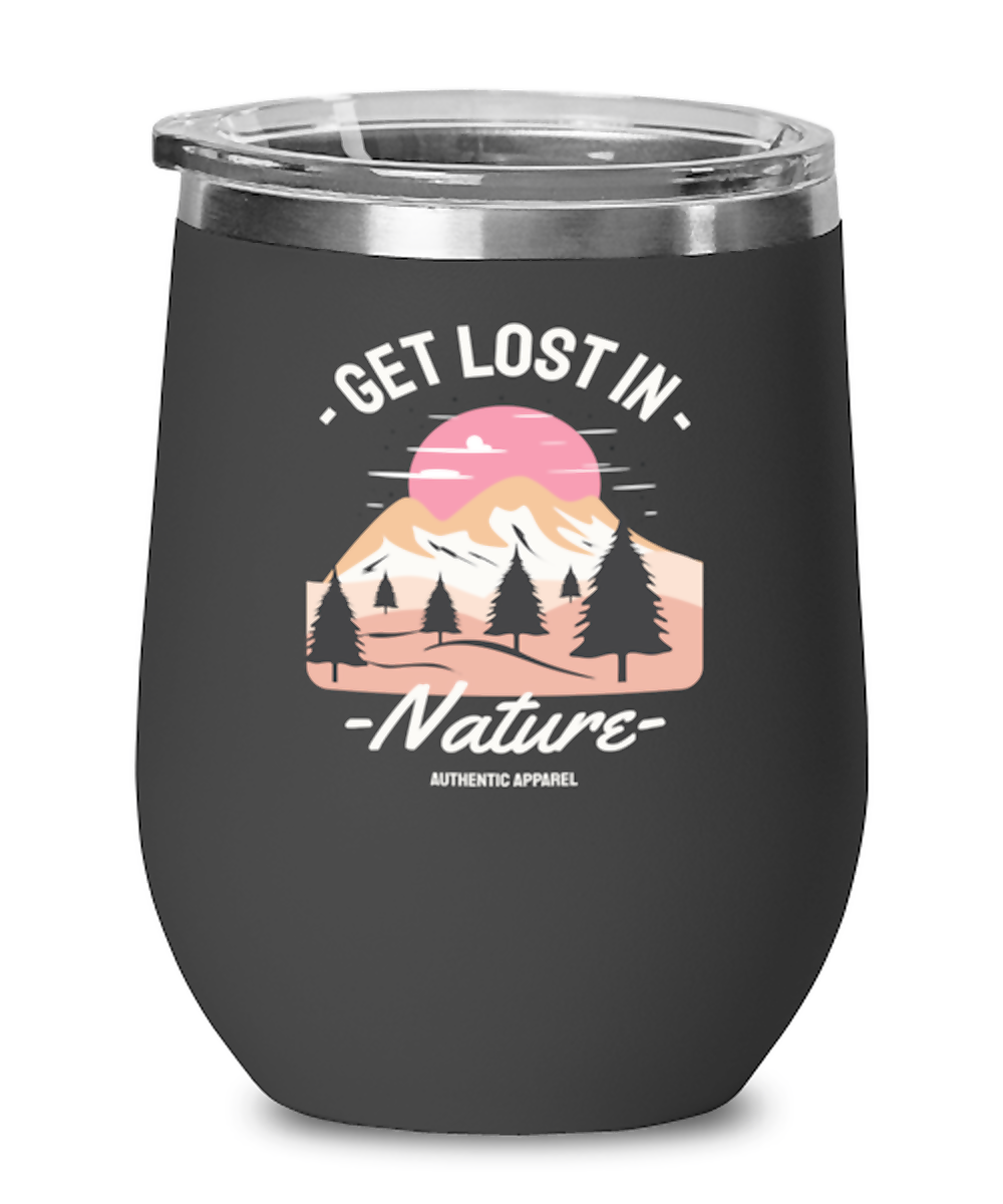 Get Lost In Nature, black Wineglass. Model 60072
