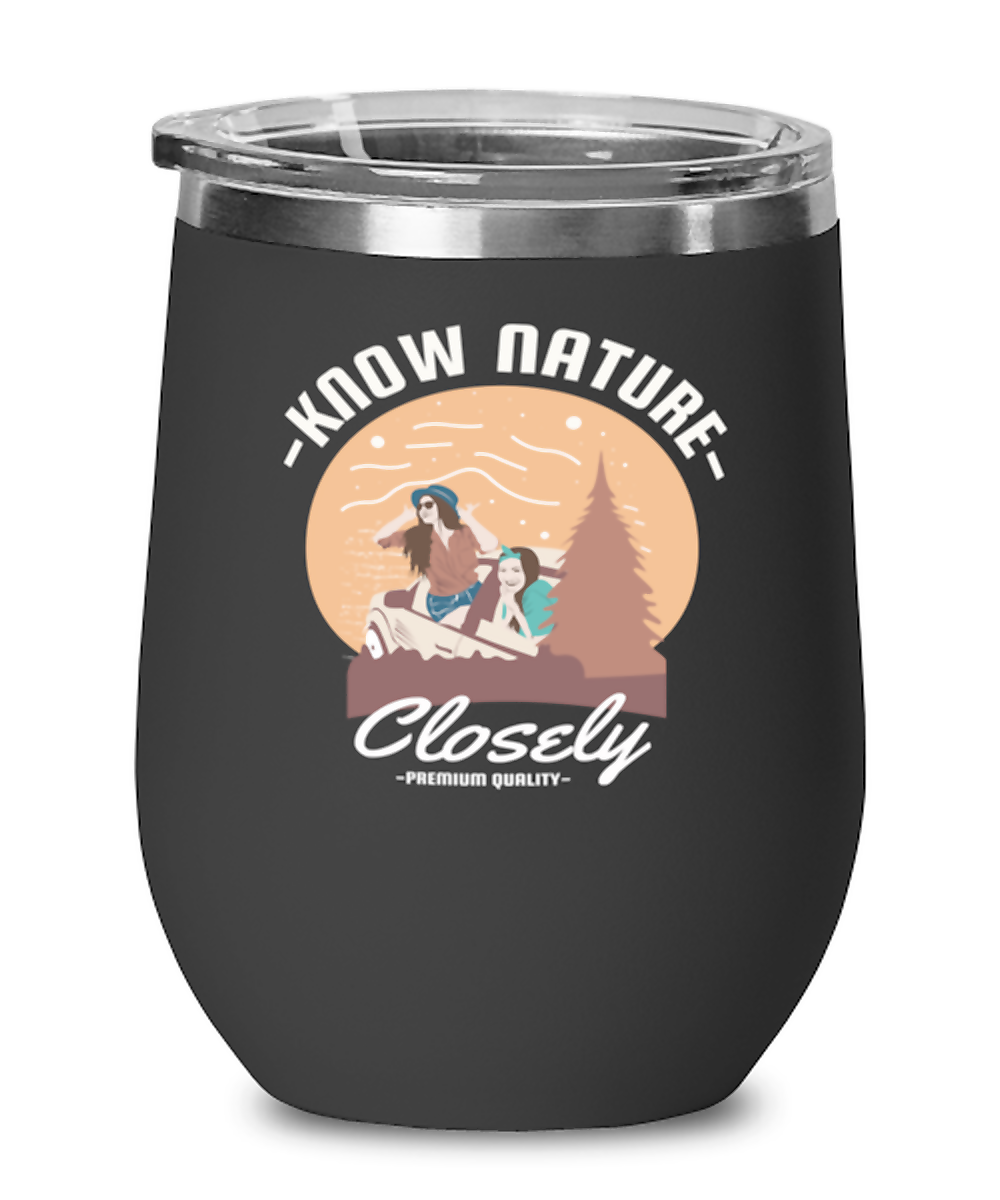 Know Nature Closely, black Wineglass. Model 60072