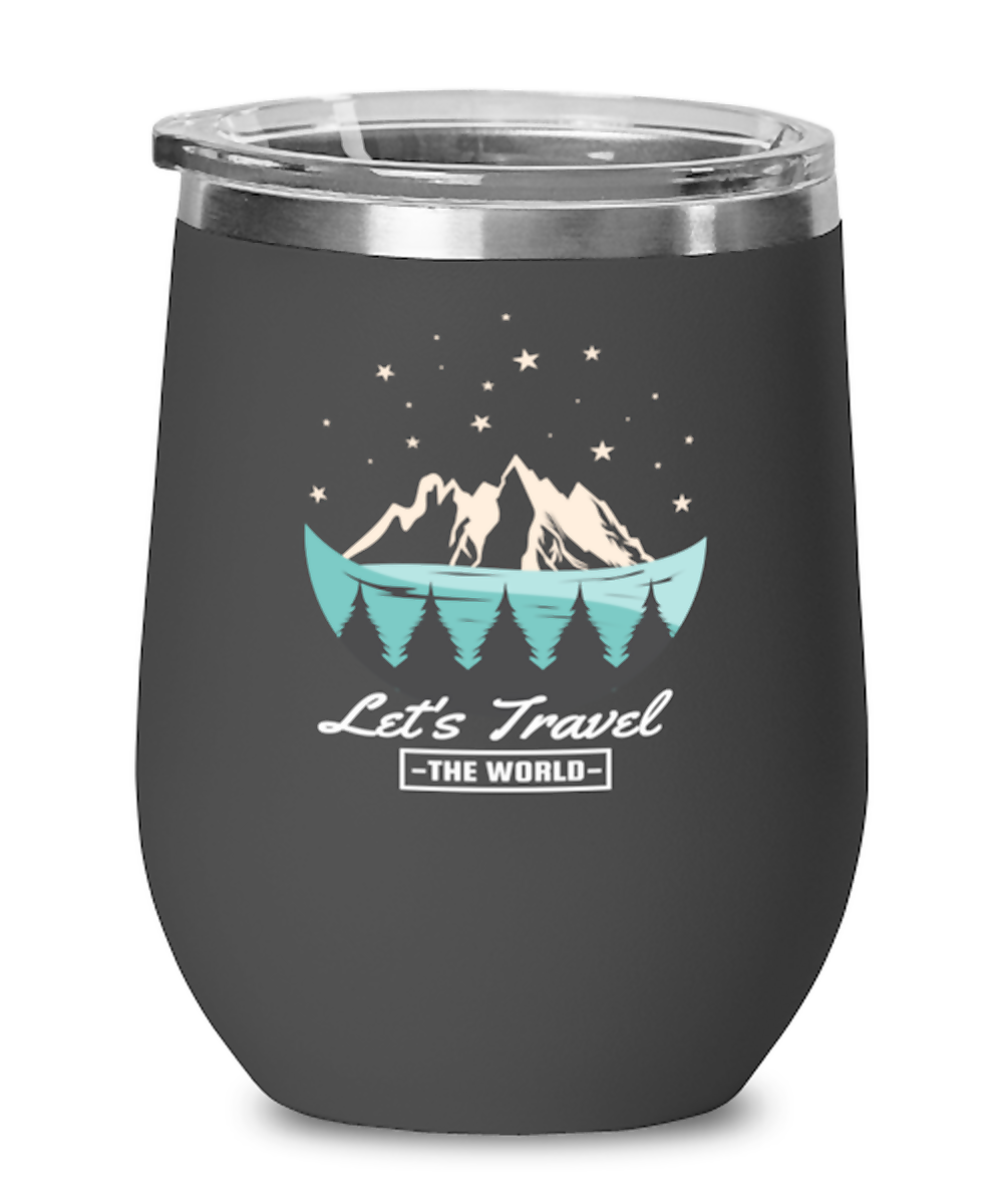 Lets Travel the World, black Wineglass. Model 60072