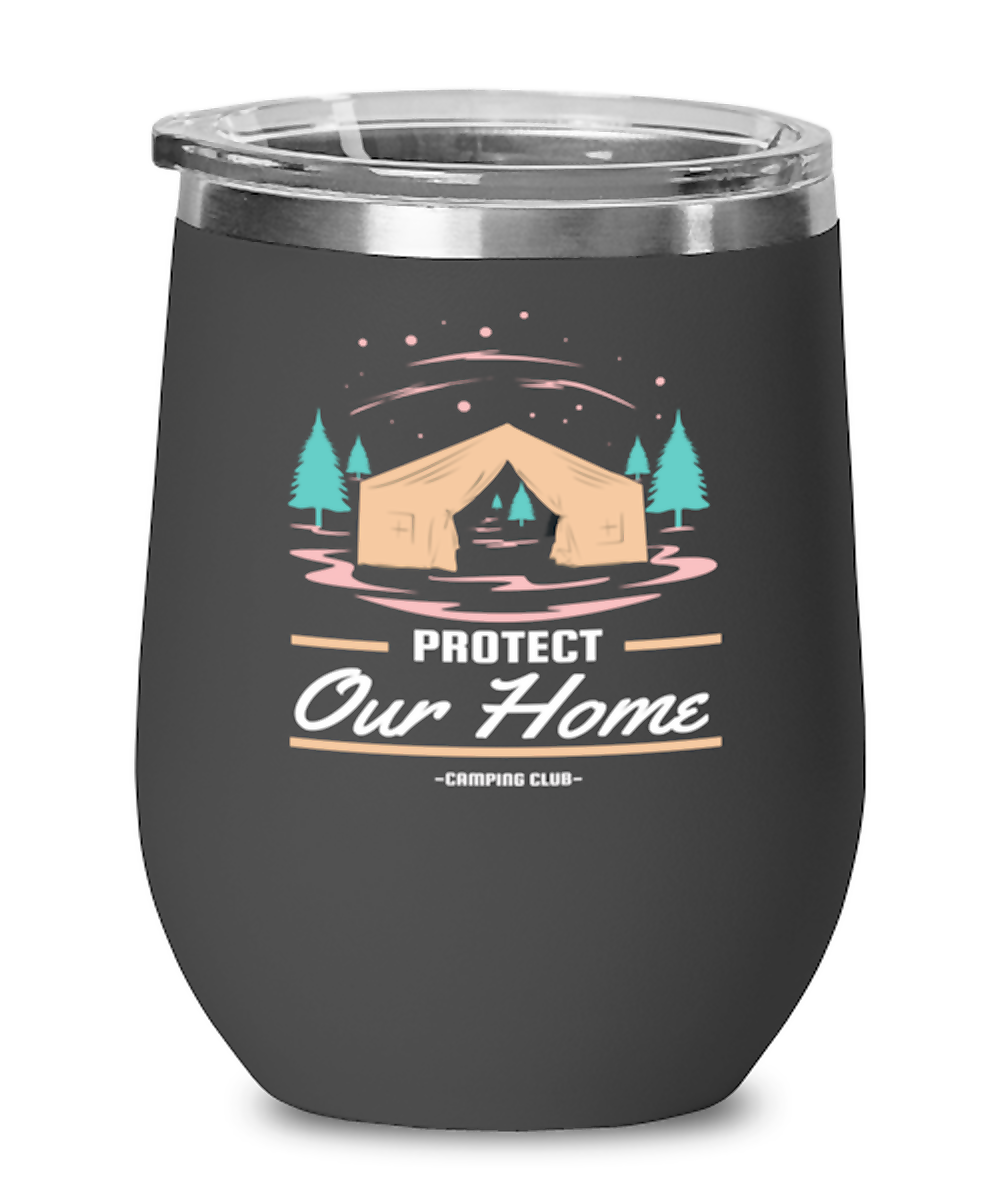 Protect Our Home, black Wineglass. Model 60072