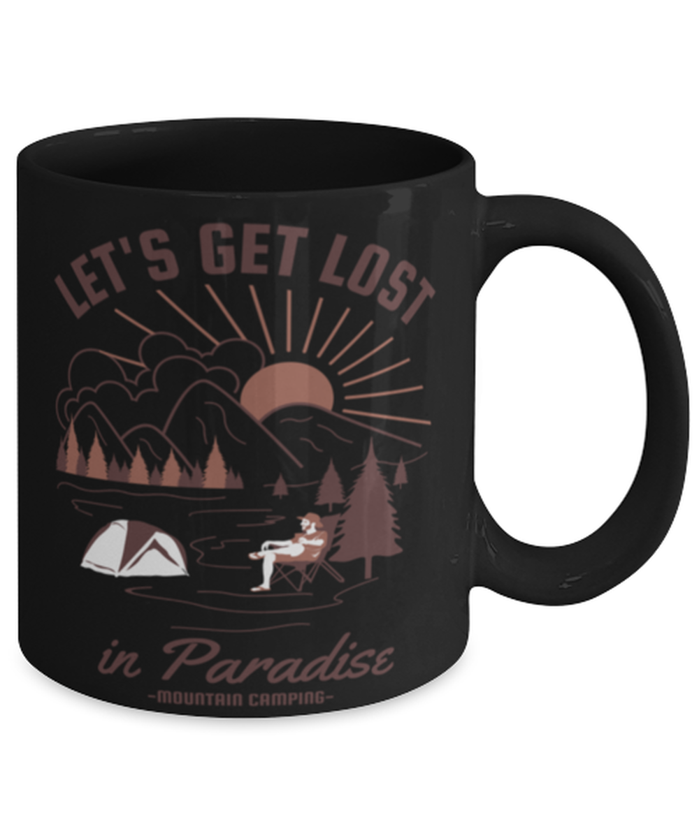 Lets Get Lost In Paradise, black Coffee Mug, Coffee Cup 11oz. Model 60071