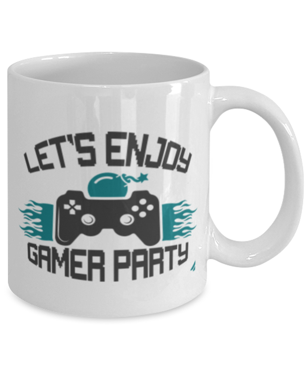 lets enjoy gamer party, white Coffee Mug, Coffee Cup 11oz. Model 60089