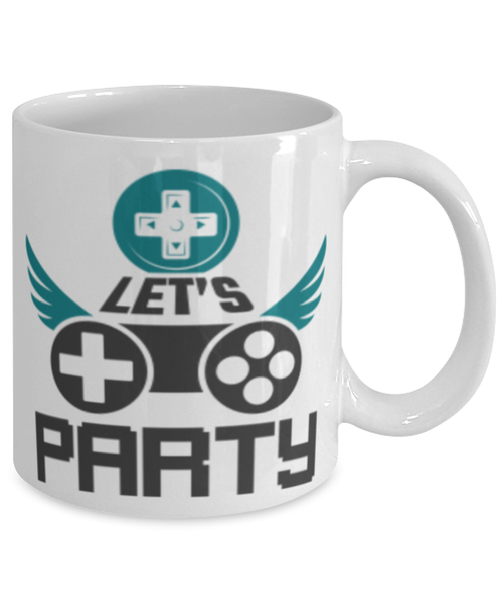 lets party, white Coffee Mug, Coffee Cup 11oz. Model 60089