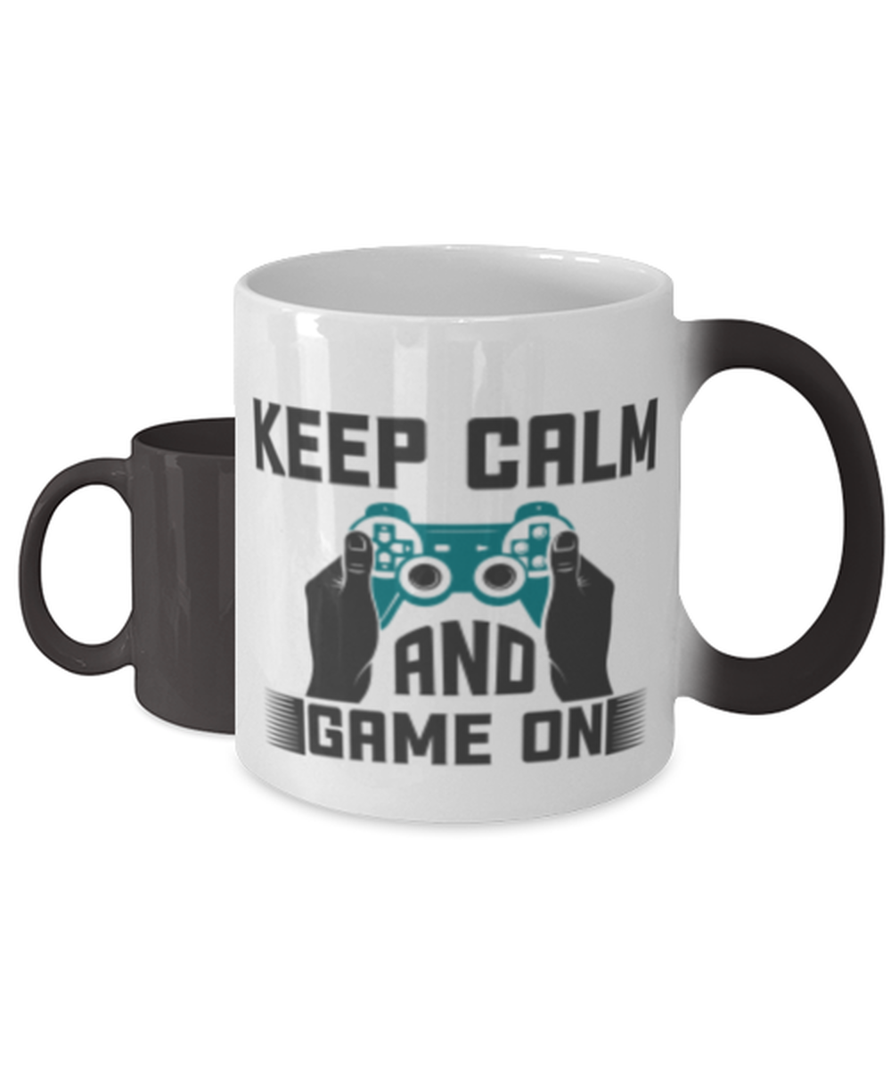 Keep Calm and Game On,  Heat Sensitive Color Changing Coffee Mug, Magic Coffee Cup. Model 60089