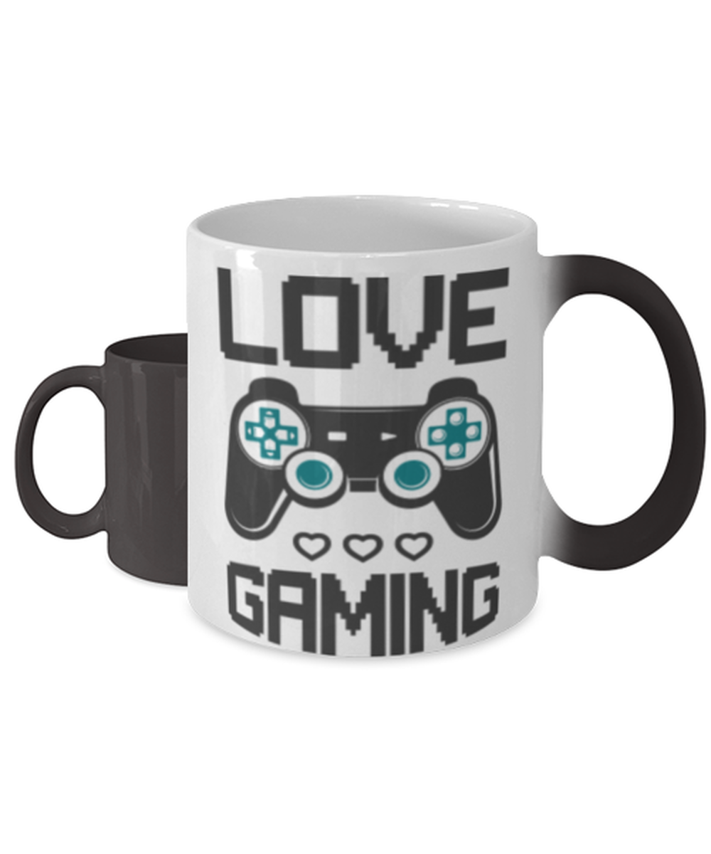 love gaming,  Heat Sensitive Color Changing Coffee Mug, Magic Coffee Cup. Model 60089