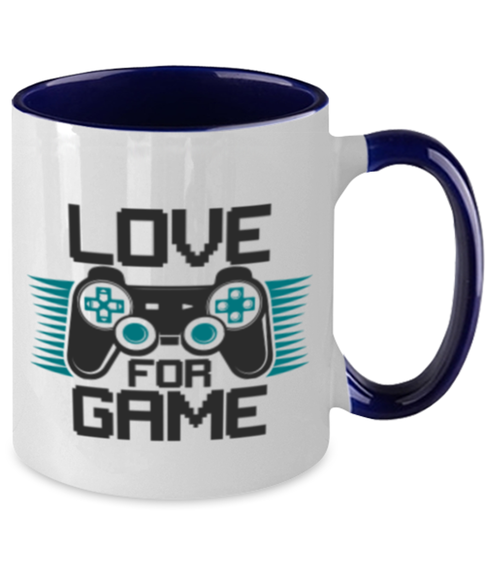Love for game, navy Two Tone Coffee Mug. Model 60089