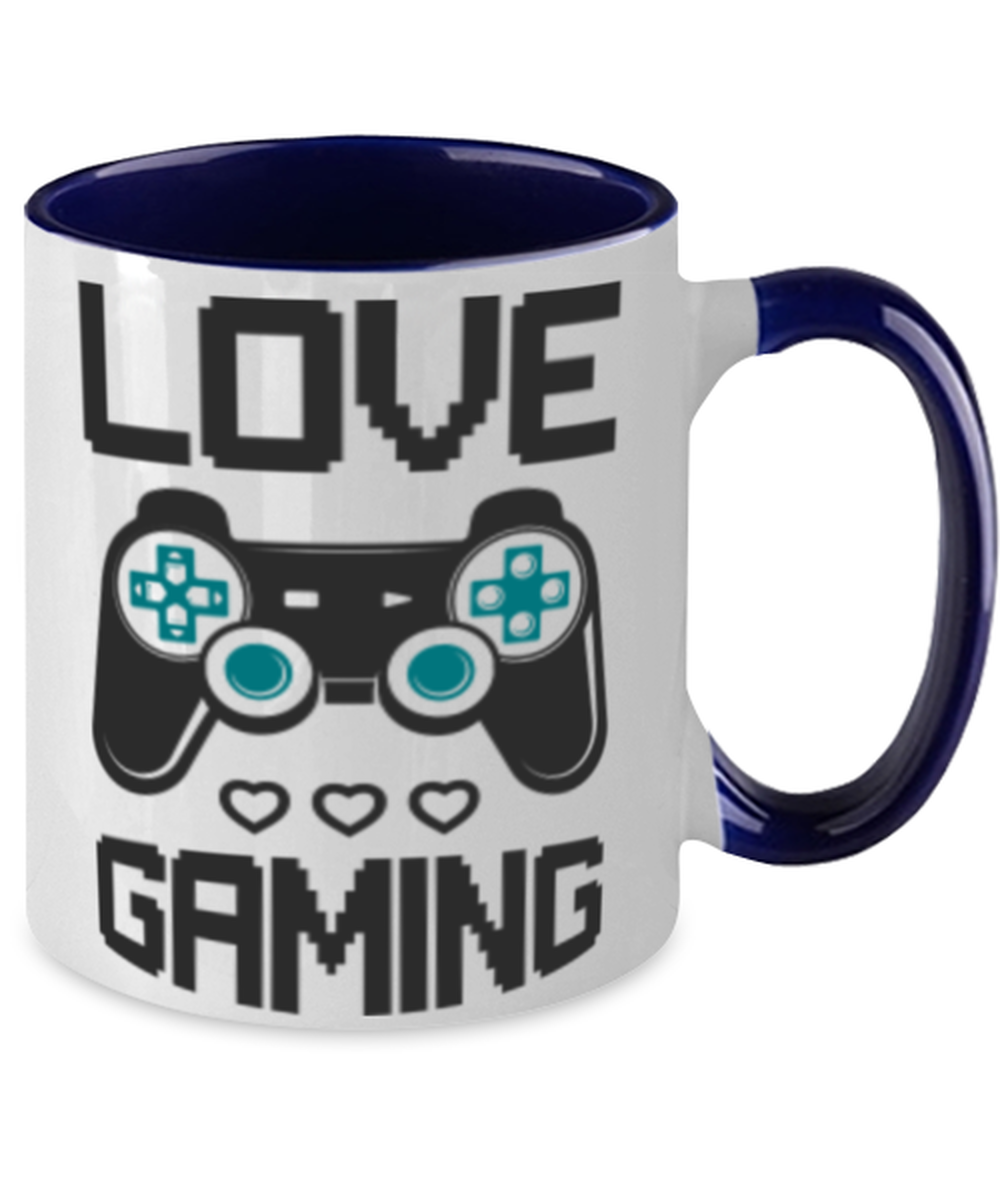 love gaming, navy Two Tone Coffee Mug. Model 60089