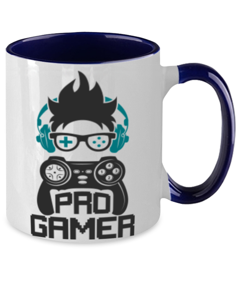 pro gamer, navy Two Tone Coffee Mug. Model 60089