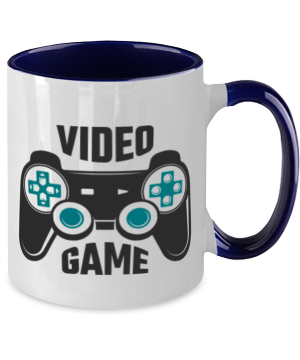 video game, navy Two Tone Coffee Mug. Model 60089