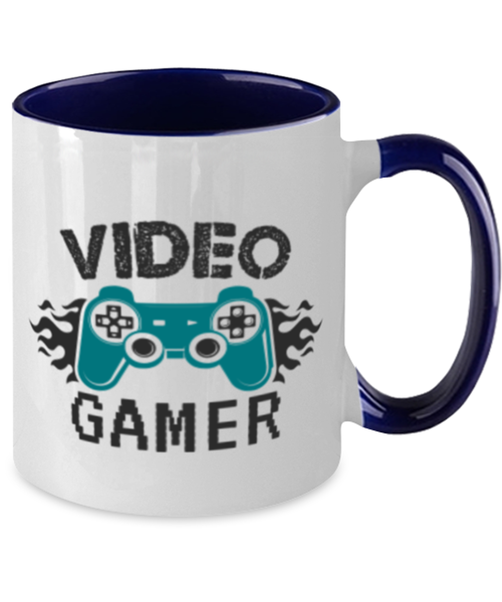 Video Gamer, navy Two Tone Coffee Mug. Model 60089