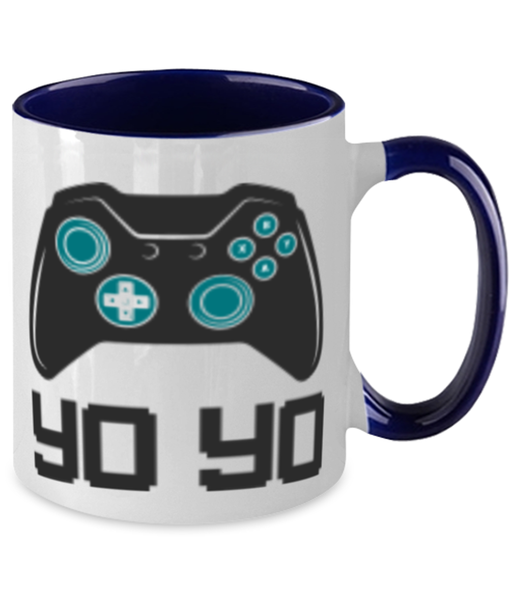 yo yo, navy Two Tone Coffee Mug. Model 60089