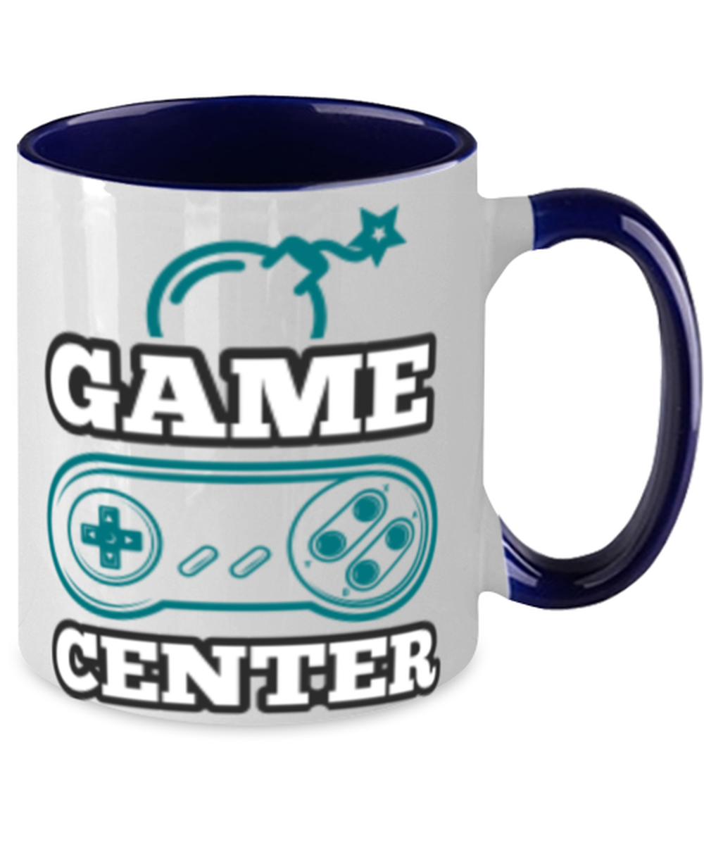 game center, navy Two Tone Coffee Mug. Model 60089
