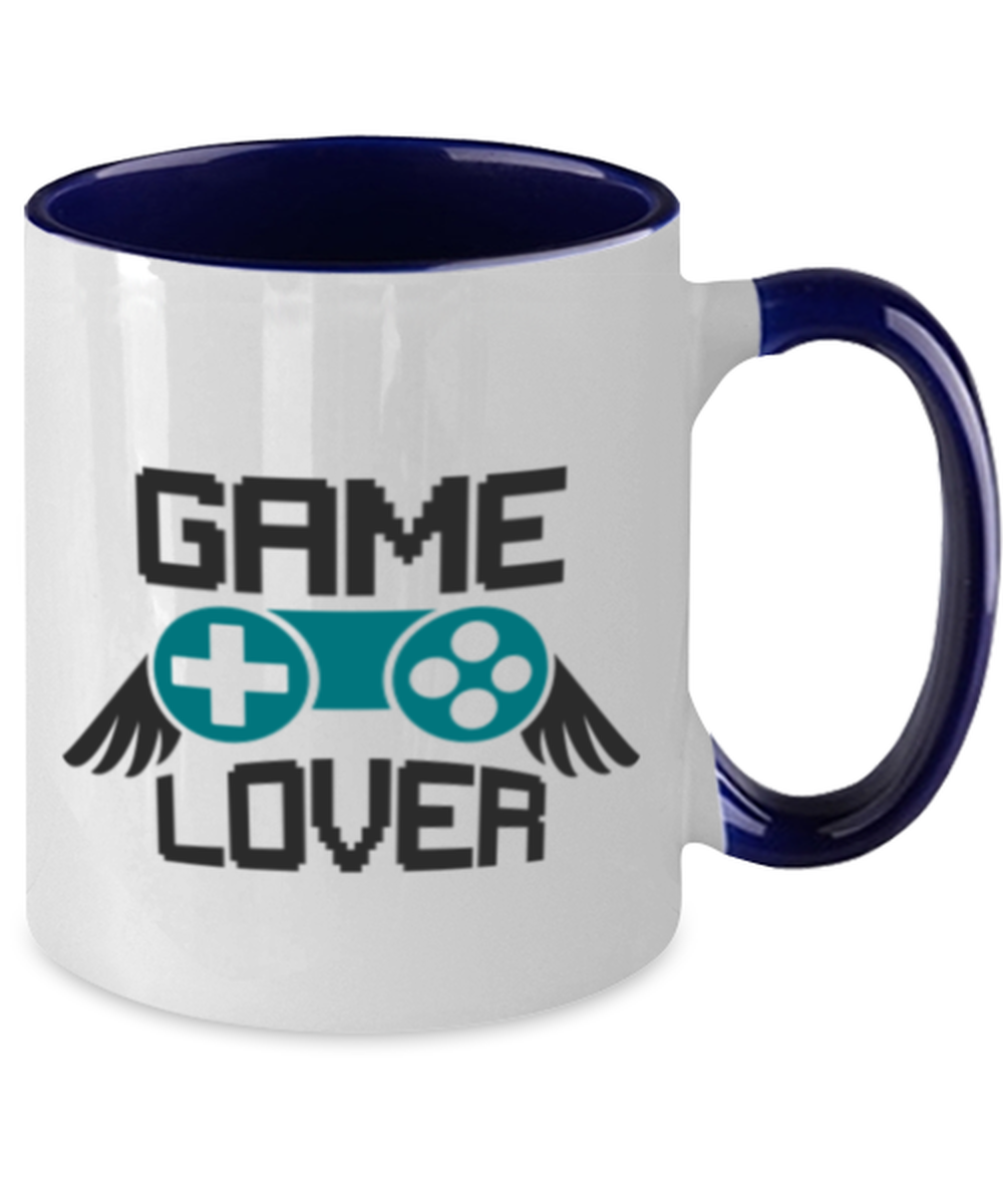 game lover, navy Two Tone Coffee Mug. Model 60089