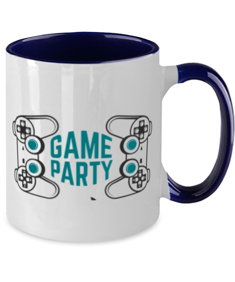 game party, navy Two Tone Coffee Mug. Model 60089