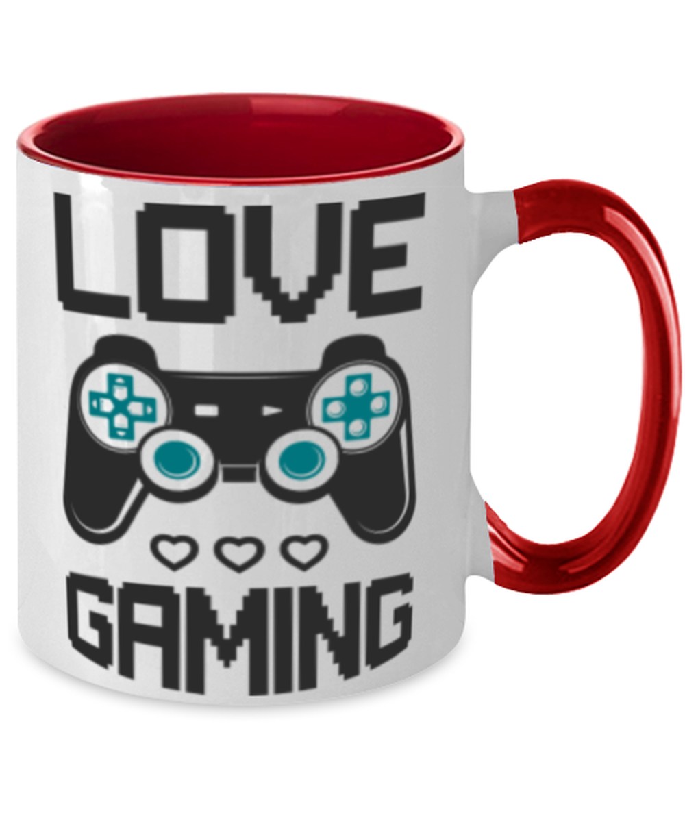 love gaming, red Two Tone Coffee Mug. Model 60089