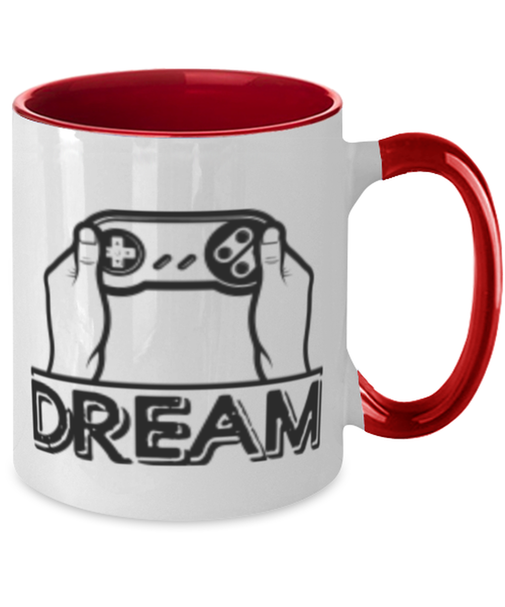 dream gaming, red Two Tone Coffee Mug. Model 60089
