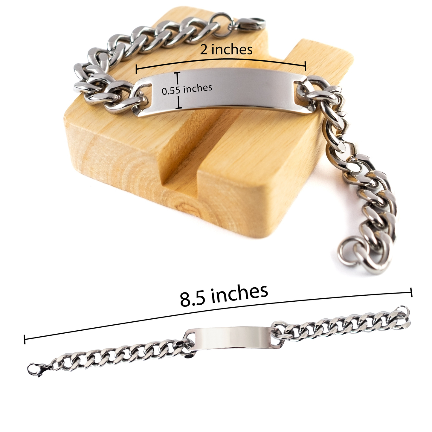 Let Love Lead,  Cuban Chain Stainless Steel Bracelet. Model 60054