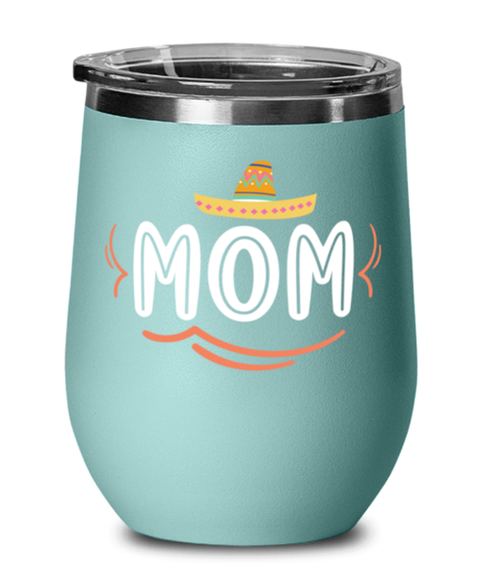MOM, teal Wineglass. Model 60043