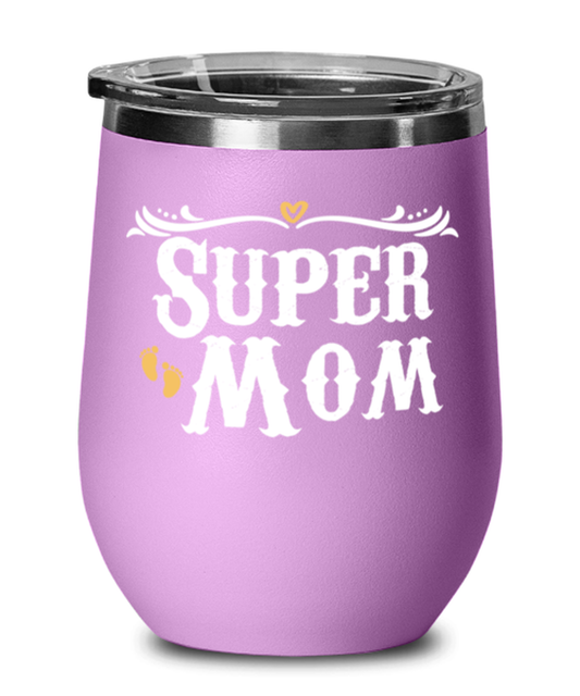 Super Mom, light purple Wineglass. Model 60043