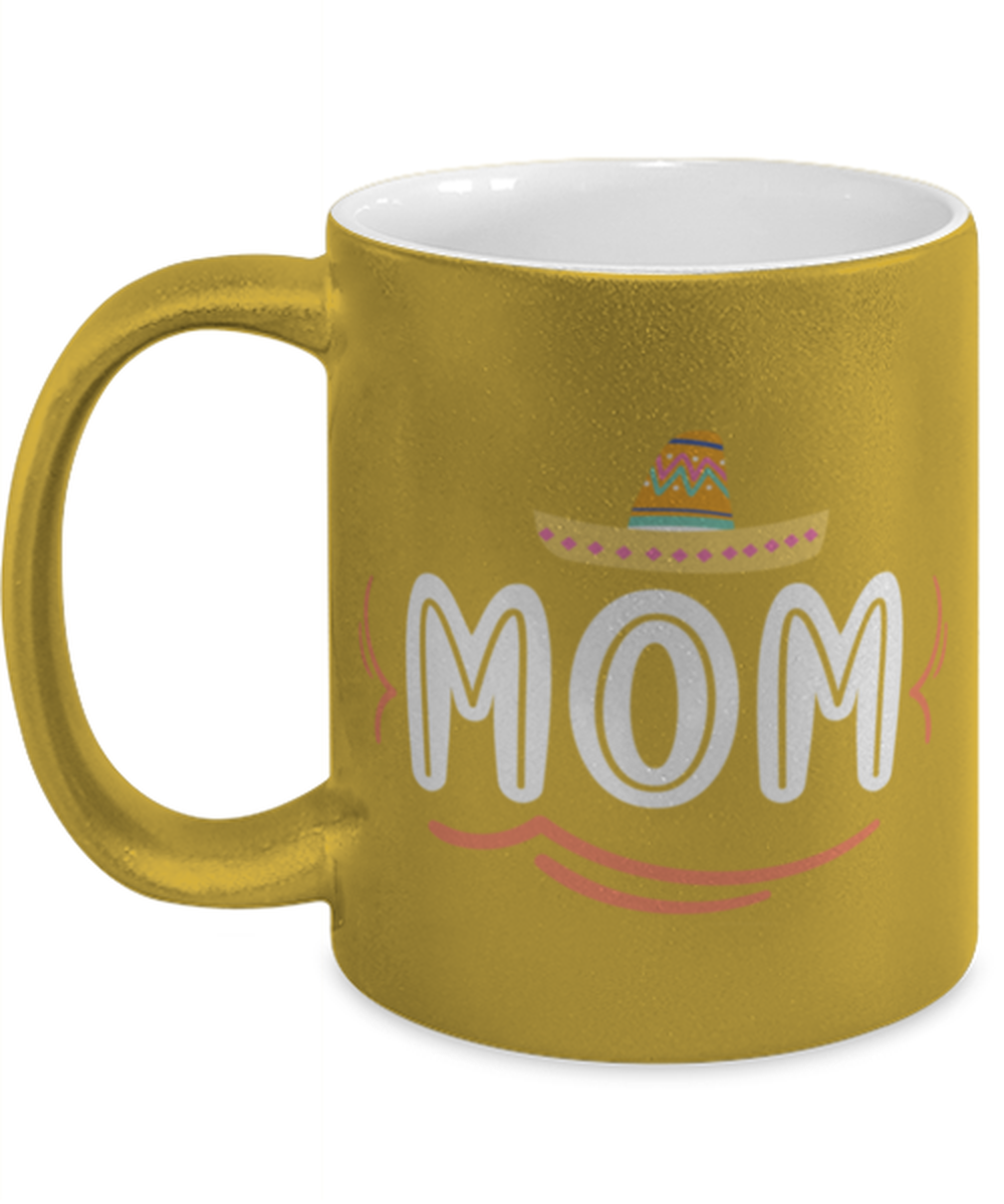 MOM, gold Coffee Mug, Coffee Cup metallic 11oz. Model 60044