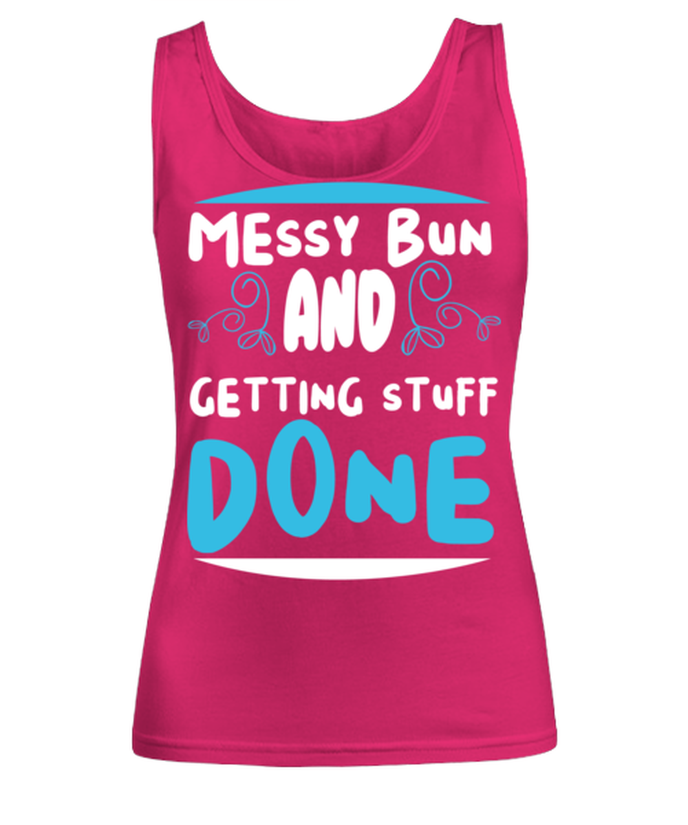 Messy bun and getting stuff done, heliconia Women's Tank Top. Model 60045
