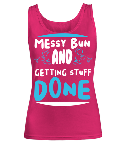Messy bun and getting stuff done, heliconia Women's Tank Top. Model 60045