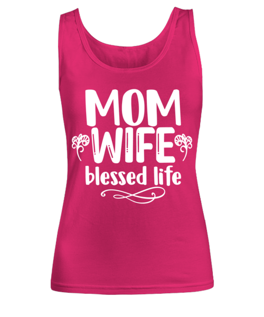 Mom, Wife, blessed life, heliconia Women's Tank Top. Model 60045