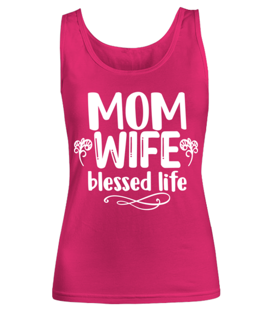 Mom, Wife, blessed life, heliconia Women's Tank Top. Model 60045