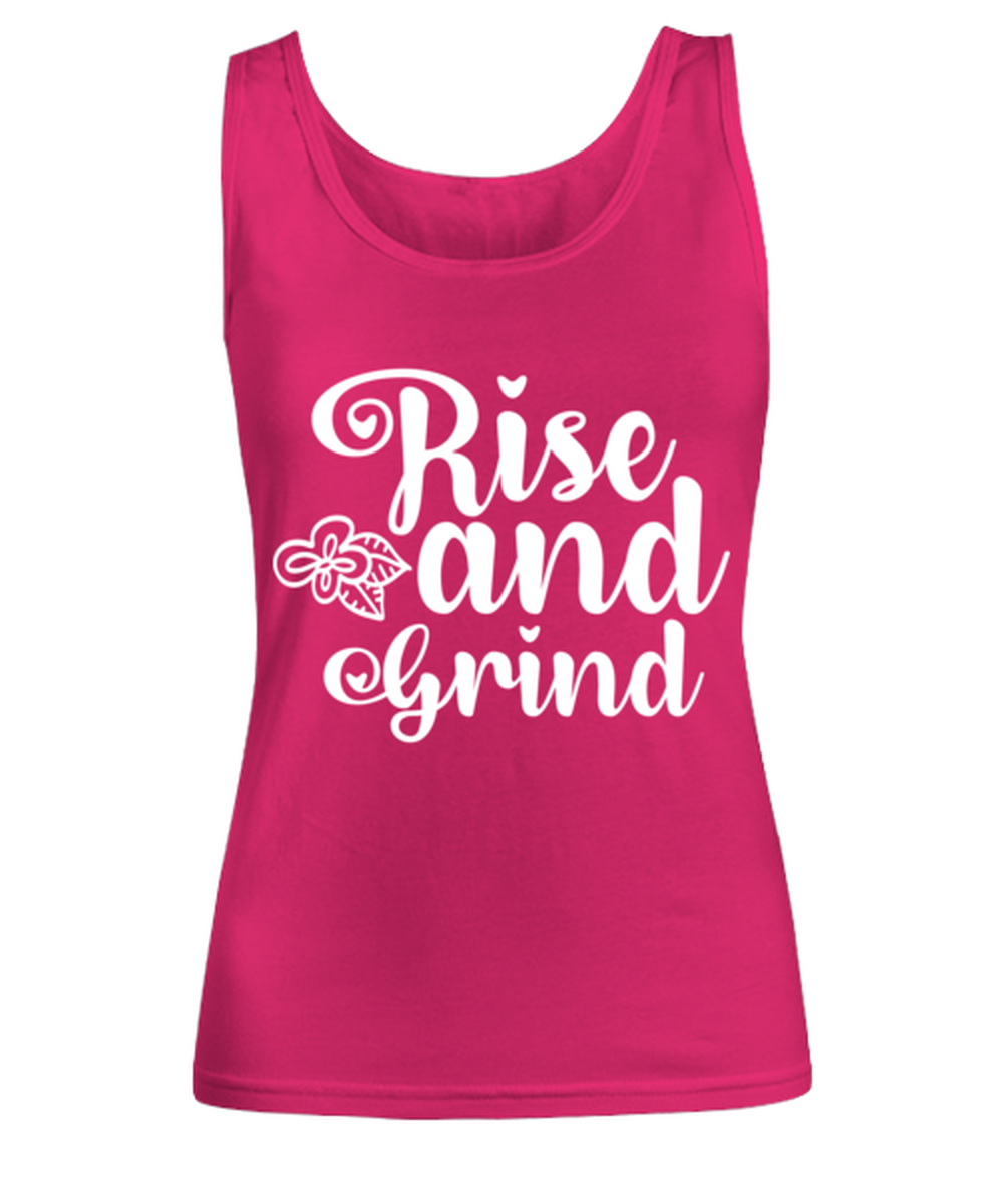 Rise and Grind, heliconia Women's Tank Top. Model 60045