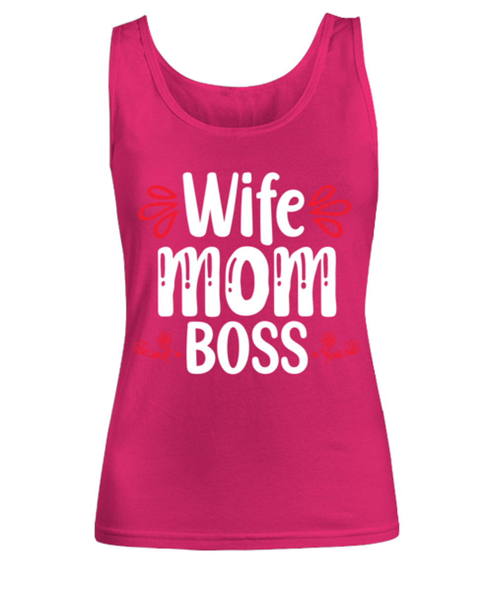 Wife Mom Boss, heliconia Women's Tank Top. Model 60045