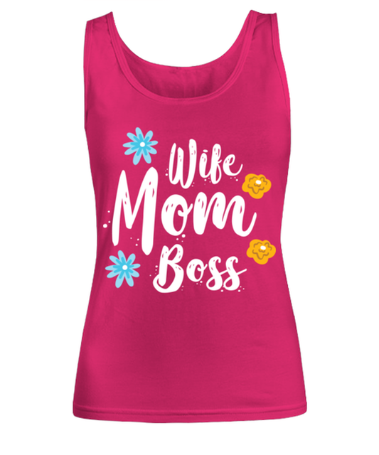 Wife Mom Boss1, heliconia Women's Tank Top. Model 60045