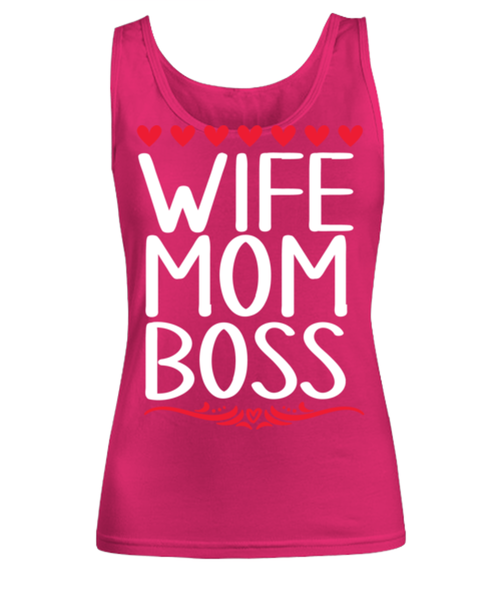 Wife, Mom, Boss, heliconia Women's Tank Top. Model 60045