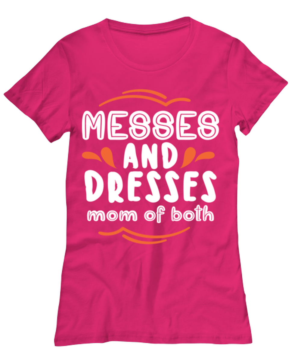 Messes and Dresses Mom Of Both, heliconia Women's Tee. Model 60045