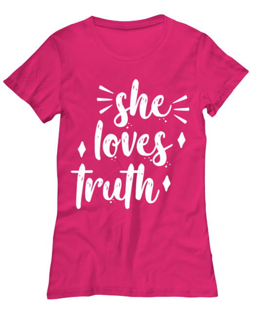 she loves truth1, heliconia Women's Tee. Model 60045